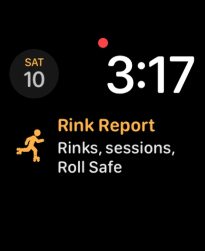 A watch face with the Rink Report complication