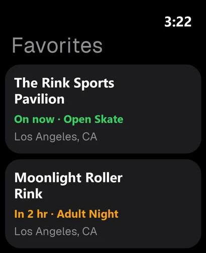 Favorites page on Apple Watch