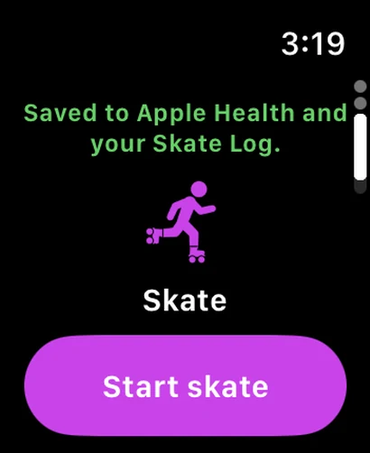 Skate page on Apple Watch