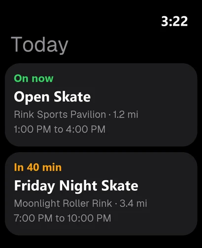 Today page on Apple Watch