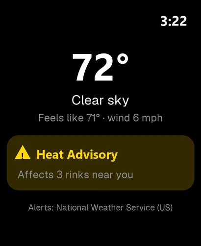 Weather page on Apple Watch